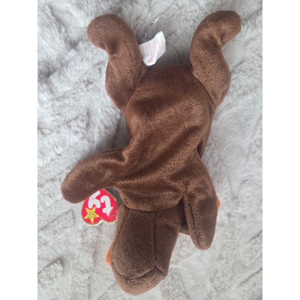 Ty Beanie Baby Chocolate the Moose 1993 Brown‎ Orange Antlers Plush Toy Vintage